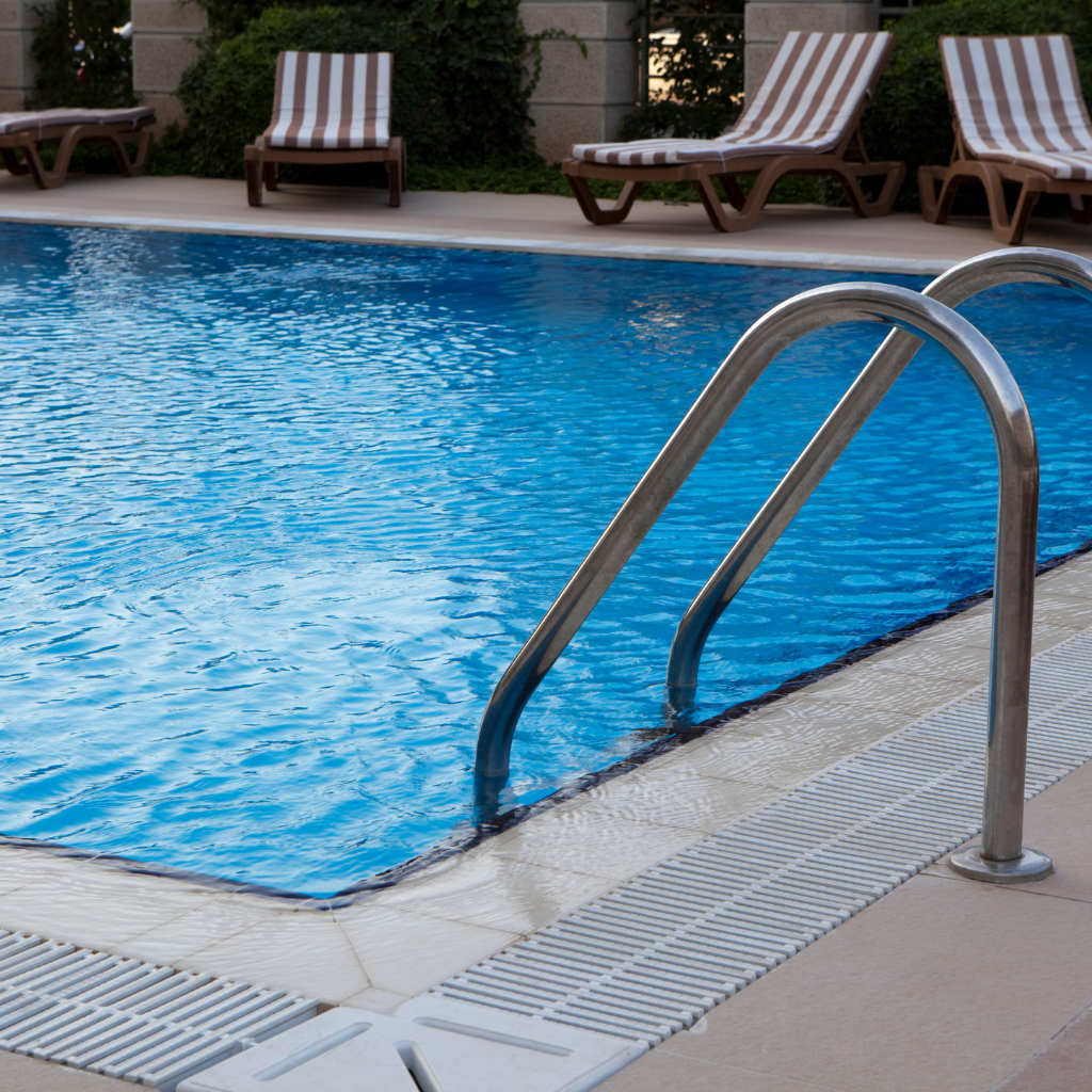 A swimming pool blue water