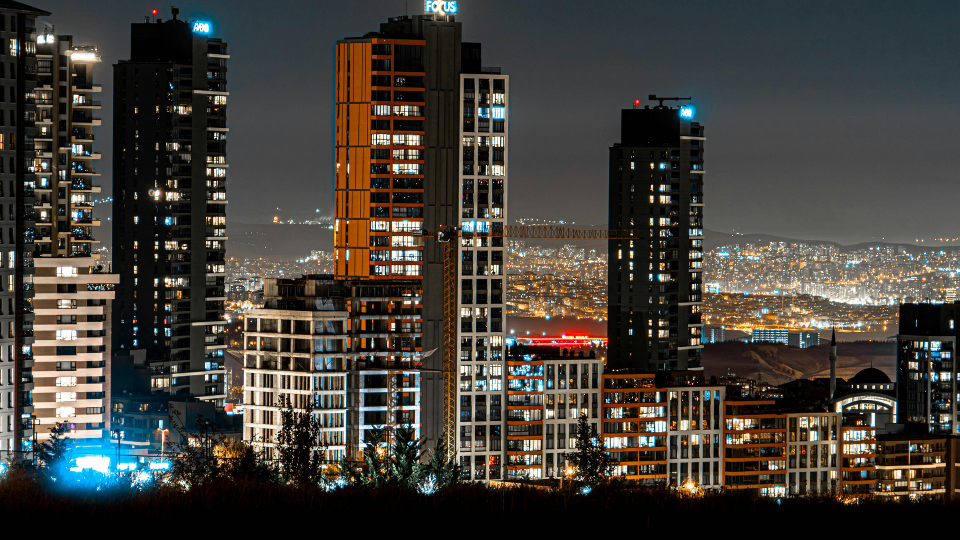 showing buildings in nights .